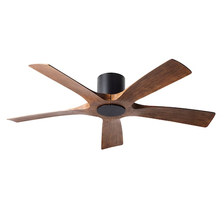 5-Blade Smart Flush Mount Ceiling Fan 54 Matte Black W/Remote Control (Light Kit Sold Separately)